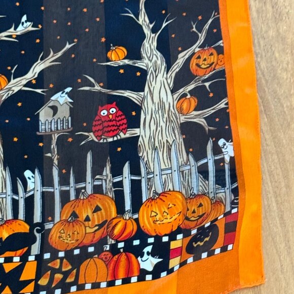 Halloween Scarf Happy Halloween Print & Pumpkin Design - Picture 3 of 8
